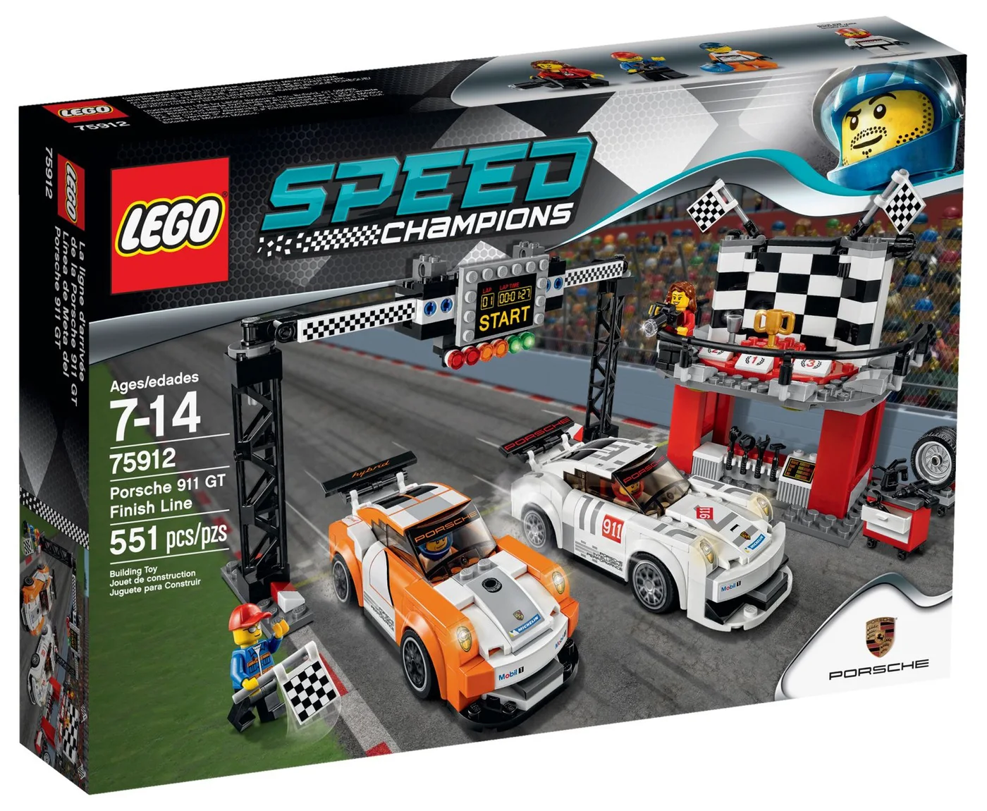 LEGO® Speed Champions 75912 Linea del traguardo Porsche 911 GT - vue 8